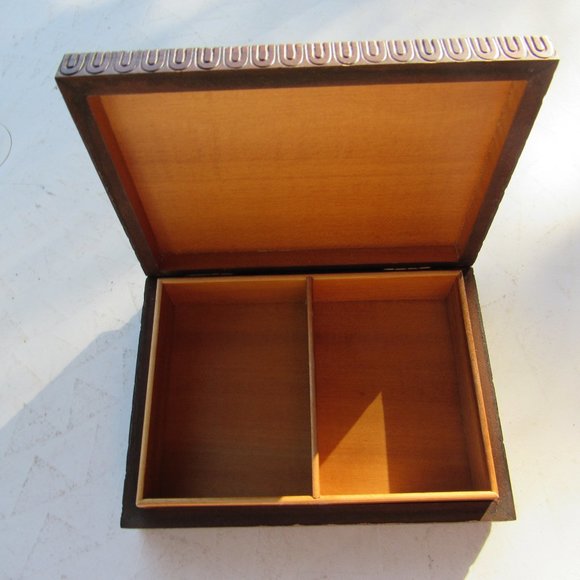 Antique Carved Wooden Box - Picture 2 of 5